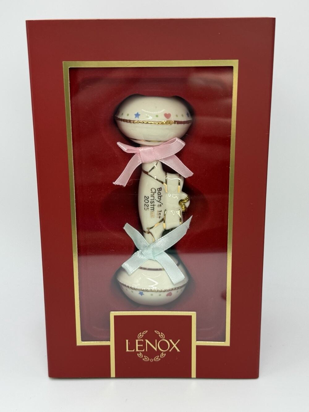 Lenox 2025 Baby's First Christmas Rattle Ornament Porcelain Hanging